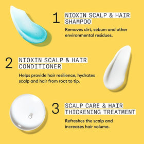 Nioxin displayed on bathroom shelf conveying salon-grade daily care