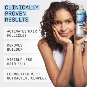 NIOXIN serum drop applied to scalp highlighting targeted nourishment