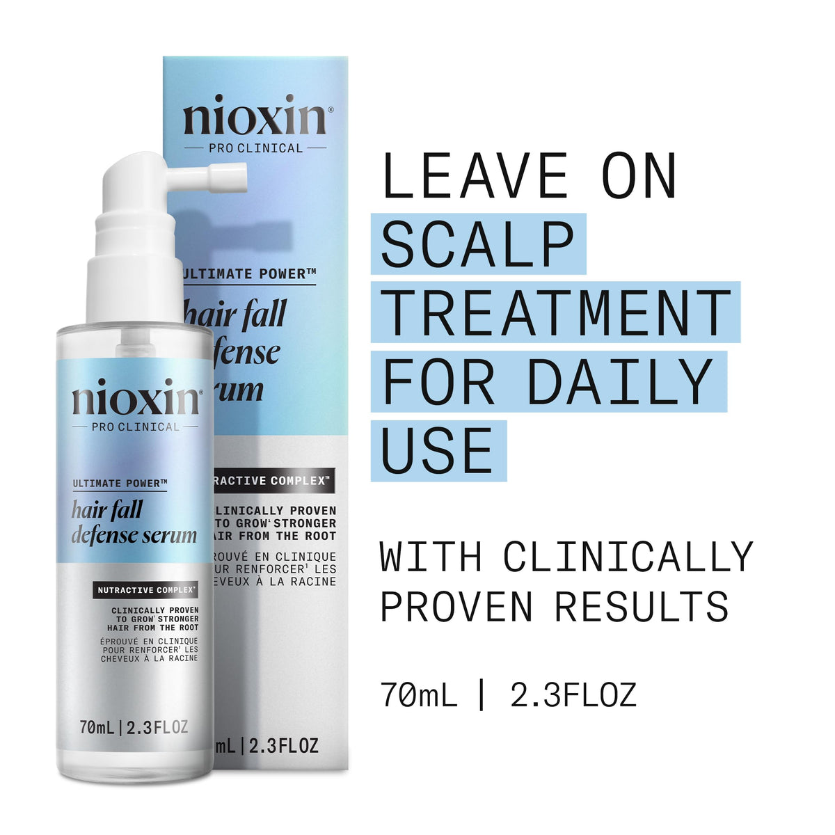 NIOXIN serum dropper releasing lightweight texture, illustrating easy absorption benefit
