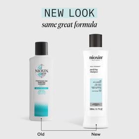 NIOXIN bottle and pump close-up highlighting easy dispensing and controlled use