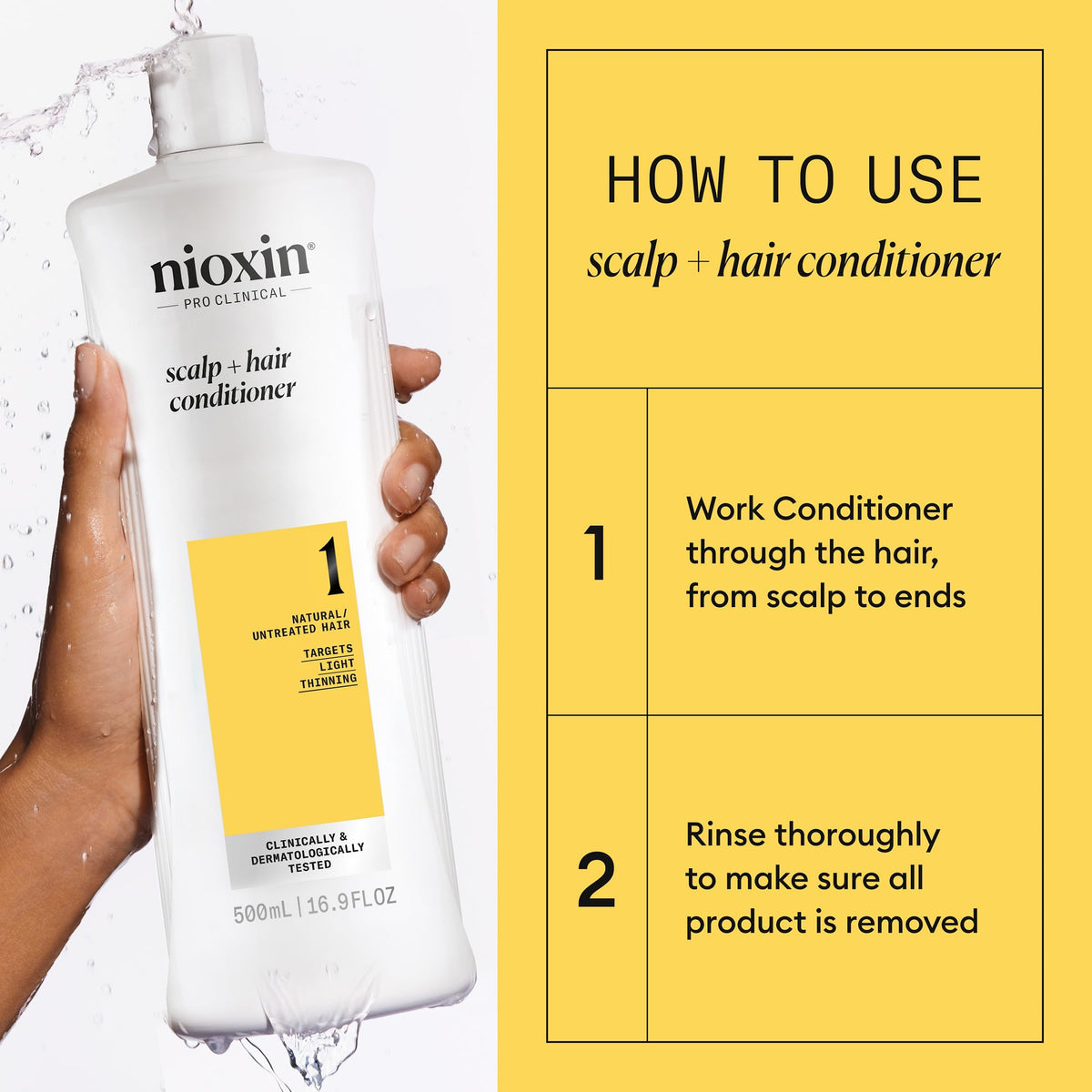 Nioxin 16.9 fl oz bottle size comparison showing generous supply for daily use