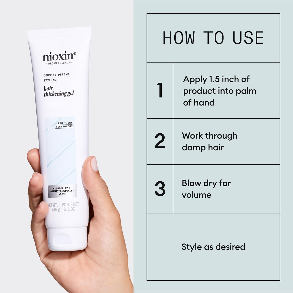 NIOXIN bottle next to common objects showing 5.1 fl oz scale
