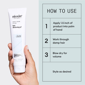 NIOXIN bottle next to common objects showing 5.1 fl oz scale