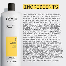 Nioxin System 1 on bathroom shelf showing salon-grade presentation