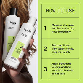 NIOXIN ingredients label close-up highlighting niacinamide and biotin benefit
