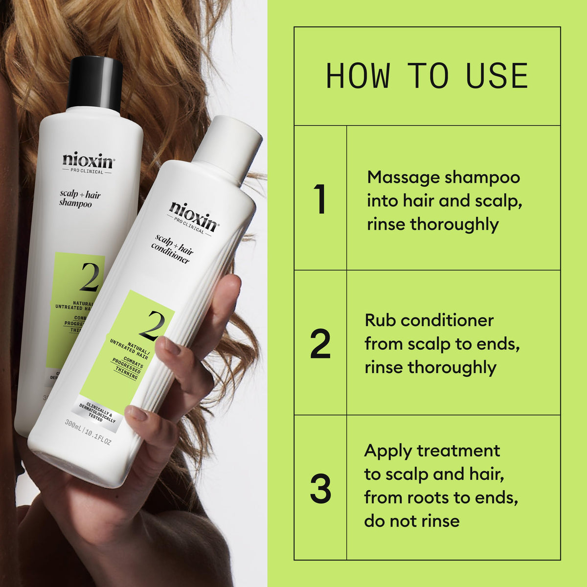 Nioxin kit held in hand to show full-size supply and three-month usage benefit