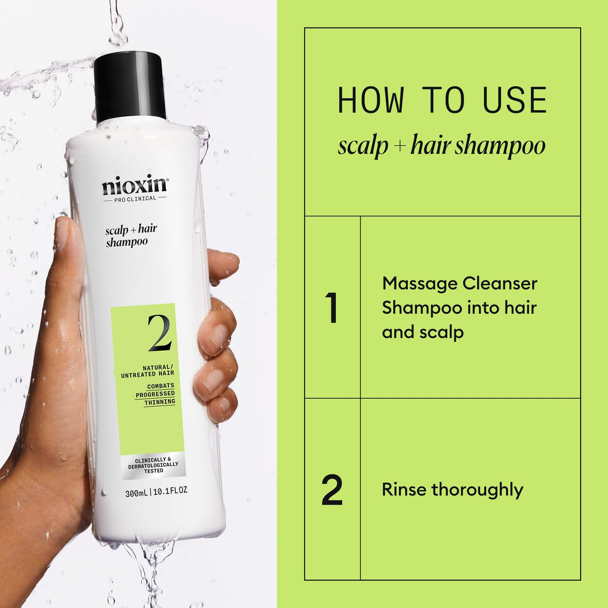 Nioxin System 2 paired with conditioner showing complete regimen for thicker-looking hair