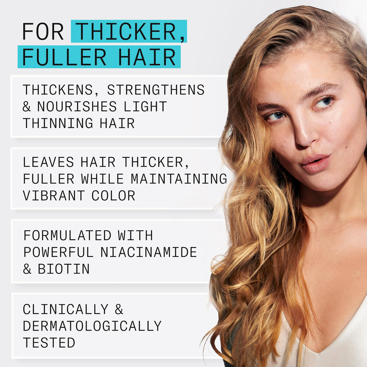 After use hair texture showing Nioxin System 3 results with visible increased fullness and shine