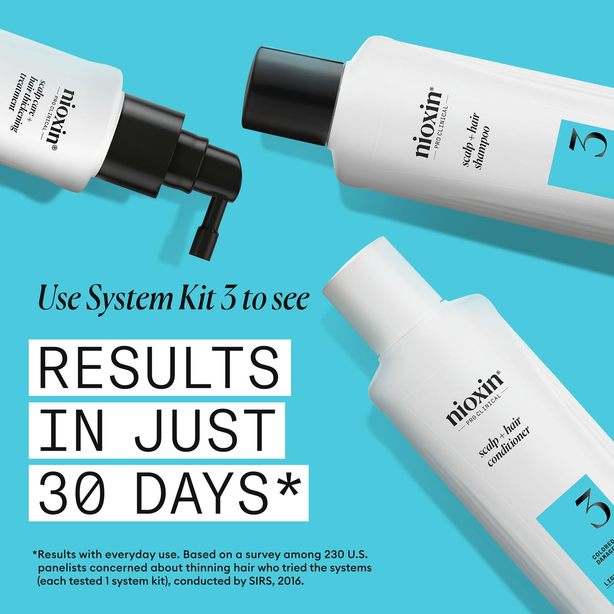 Applying Nioxin System 3 serum at the scalp to target roots for fuller-looking hair and balanced scalp