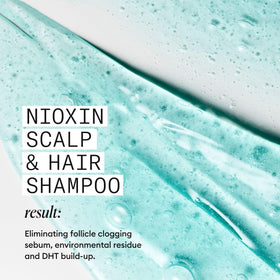 Nioxin System 3 being massaged into scalp in shower for refreshed scalp feeling