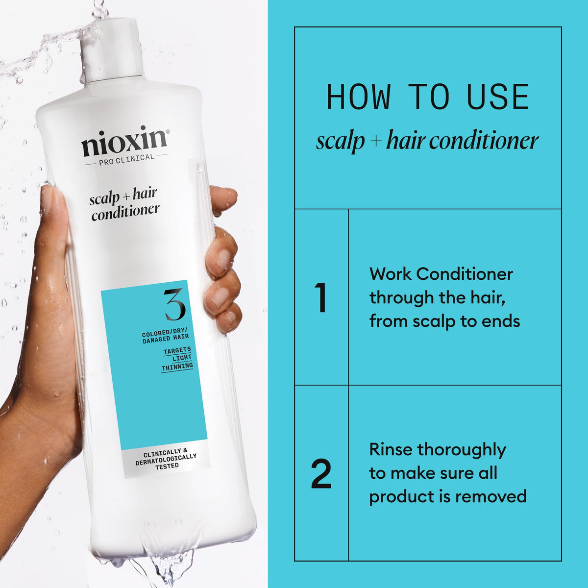 NIOXIN ingredient display highlighting niacinamide and biotin for strengthening