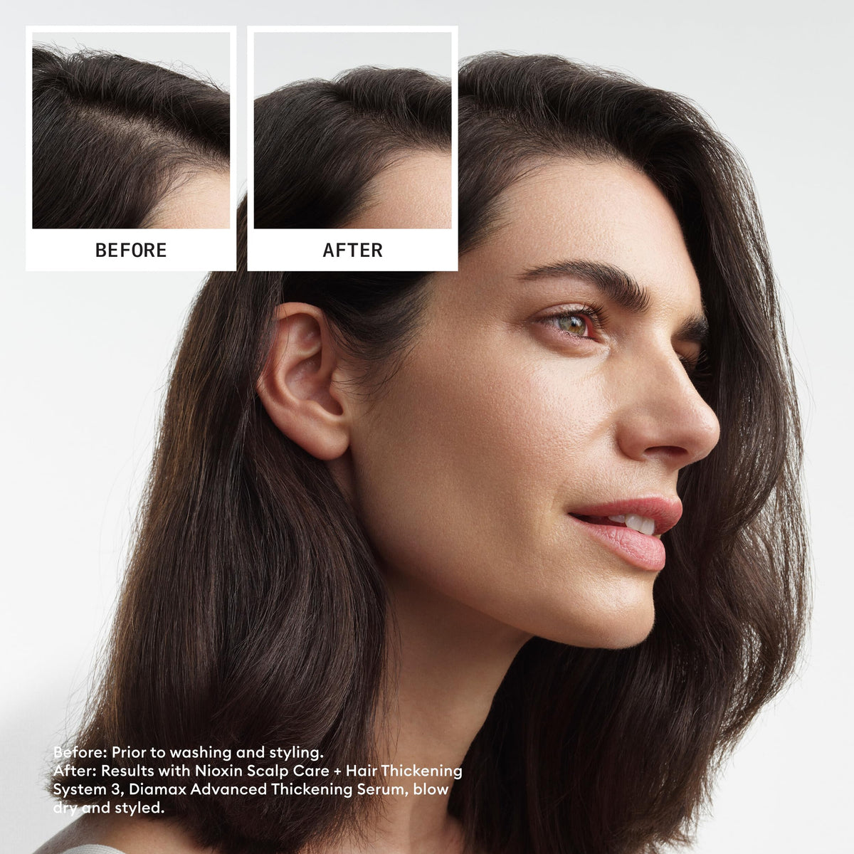 Nioxin System 3 pump dispenser close-up highlighting precise, controlled application to the scalp