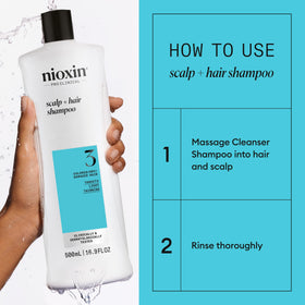 Nioxin System 3 shampoo lather demonstrating gentle cleansing and moisture