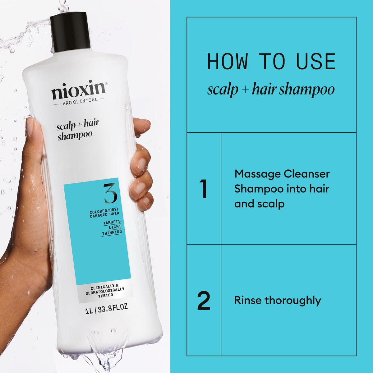 NIOXIN thickening treatment applied to scalp to nourish roots