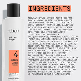 Nioxin System 4 bottle on bathroom shelf in lifestyle setting showing salon-grade care
