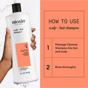 Nioxin System 4 size comparison showing 33.8 fl oz large value benefit