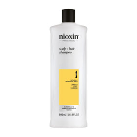 Nioxin front label showing product name and size with clear benefit