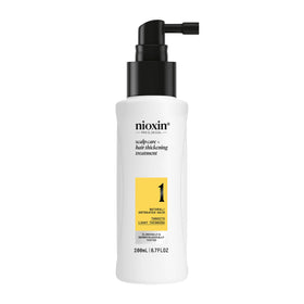 Nioxin System 1 front packaging showing bottle and branding benefit: clear presentation