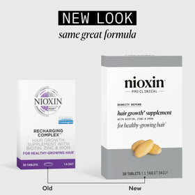 NIOXIN close-up of tablets, displaying texture and easy-to-swallow size for convenience