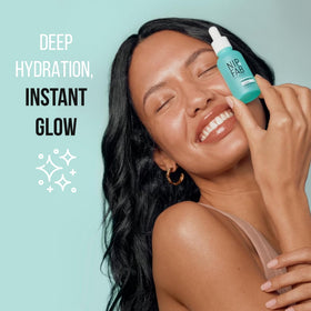 Nip+Fab drops on fingertip ready to apply for instant hydration