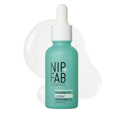 Nip+Fab front packaging showing hydrating hyaluronic face drops
