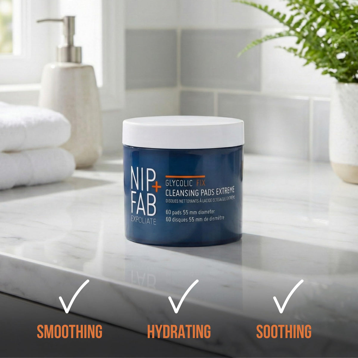 Nip+Fab ingredient display with glycolic and salicylic acids for resurfacing
