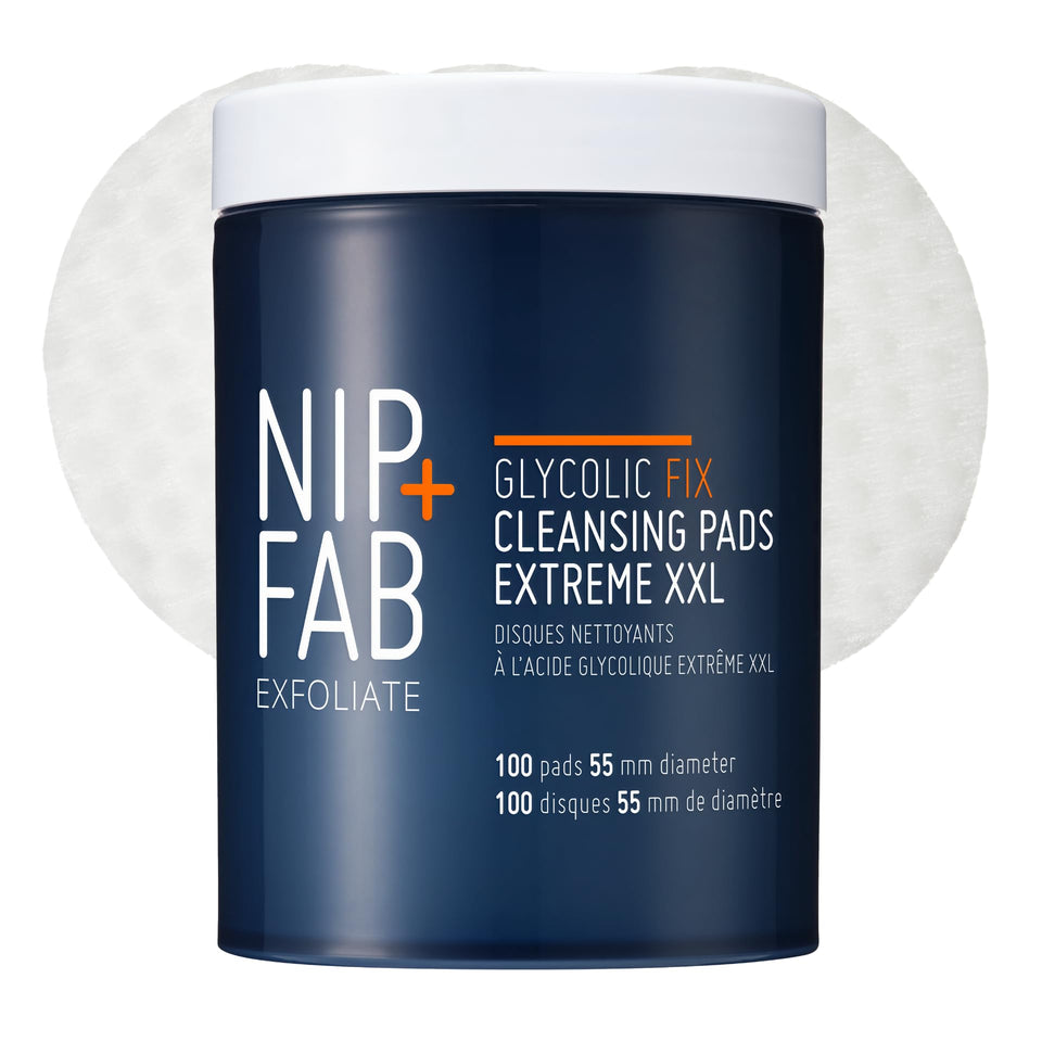 Nip+Fab front tub packaging showing XXL 100-count and convenience benefits