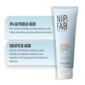 Nip+Fab product being massaged onto skin, illustrating smoothing and exfoliation