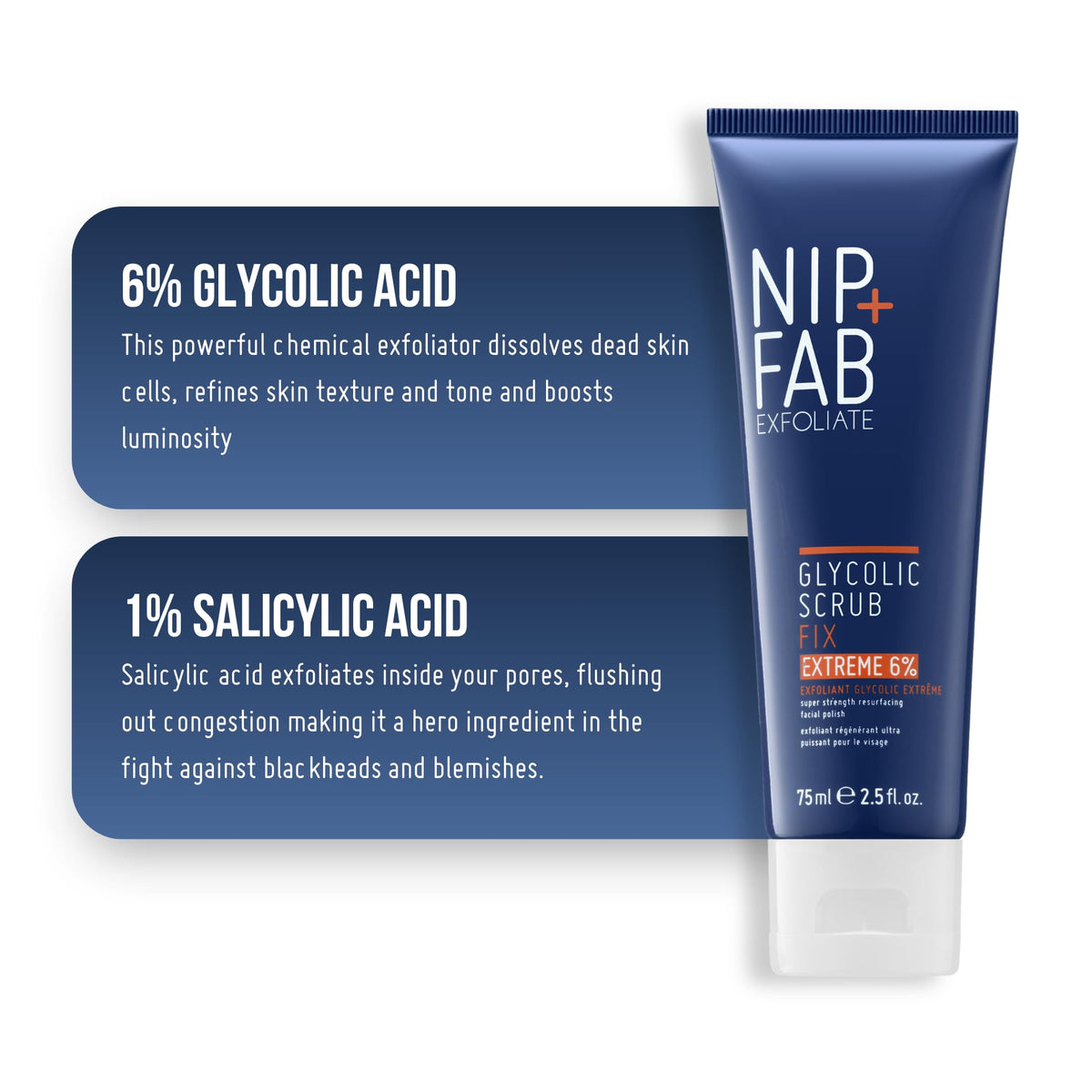 Nip+Fab scrub on hand during application showing cleansing benefit