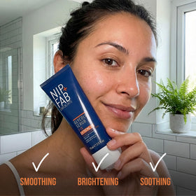 Nip+Fab tube beside coin for size reference and travel-friendly benefit