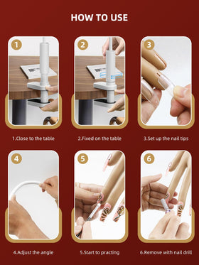NIQZOPA hand beside nail tools showing size and scale for workspace planning benefit