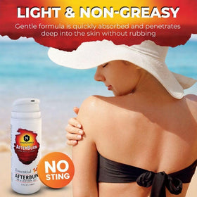 Nirvanta applied to arm demonstrating calming relief from sun exposure