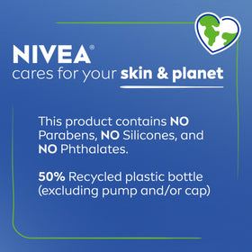 NIVEA applying lotion to leg showing smoother, hydrated skin benefit