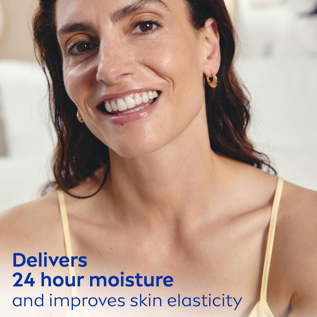 NIVEA applied to neck demonstrating gentle massage and even coverage benefit