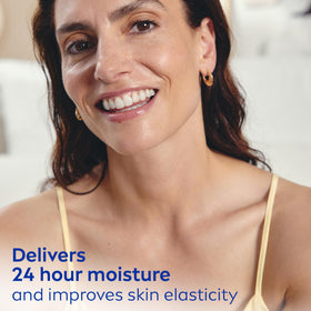 NIVEA applied to neck demonstrating gentle massage and even coverage benefit