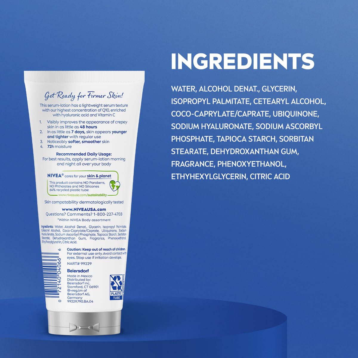 NIVEA before and after skin comparison highlighting improved crepey appearance