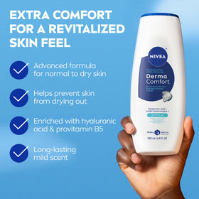 NIVEA Derma Comfort pump close-up demonstrating easy dispensing benefit