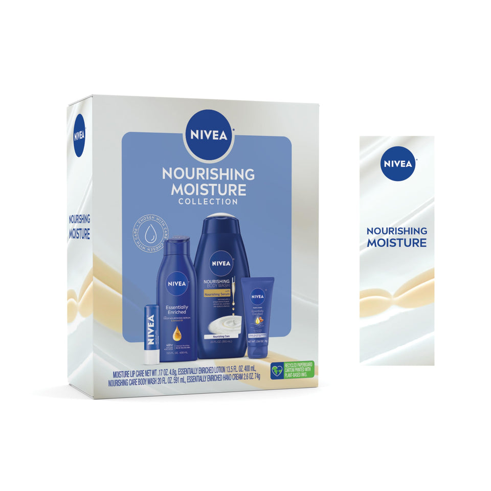 NIVEA gift set front packaging showing all four products and gifting appeal