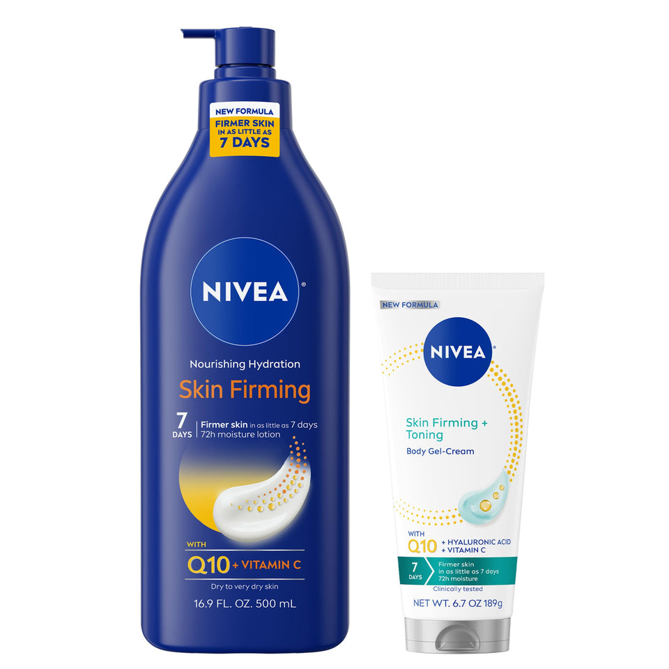 NIVEA front packaging showing lotion and gel for visible firming and hydration