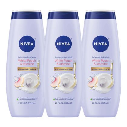 NIVEA front packaging showing white peach and jasmine scent and benefits