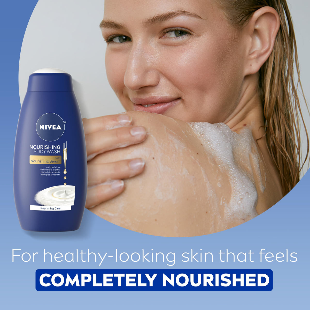 NIVEA hand cream tube in hand delivering portable moisture and quick absorption