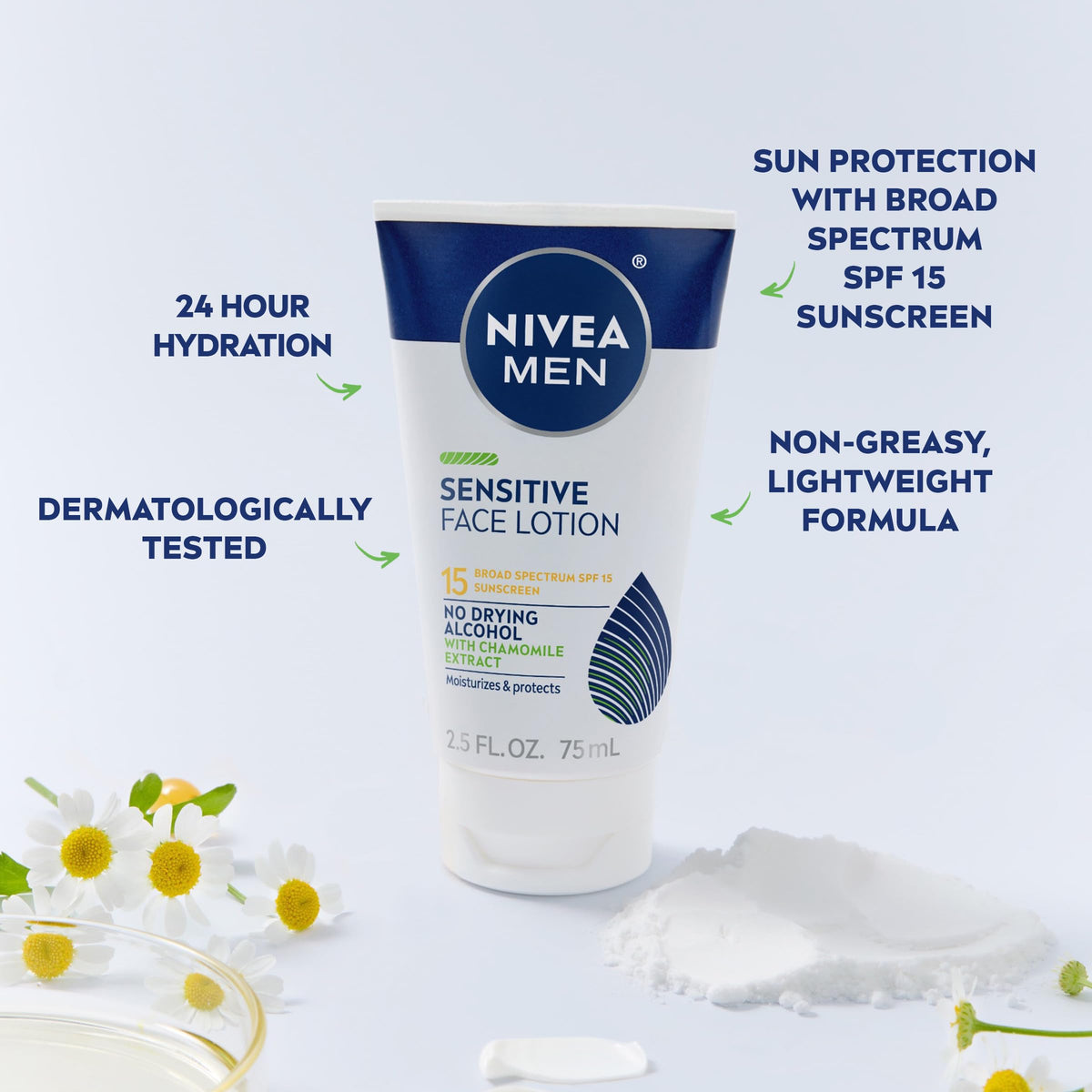 Three NIVEA MEN tubes arranged on a bathroom counter for travel convenience