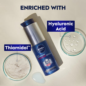 NIVEA MEN 30ml bottle next to a ruler showing compact travel-friendly size