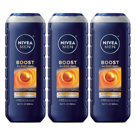 NIVEA MEN front packaging showing boost 3-in-1 benefits and citrus scent