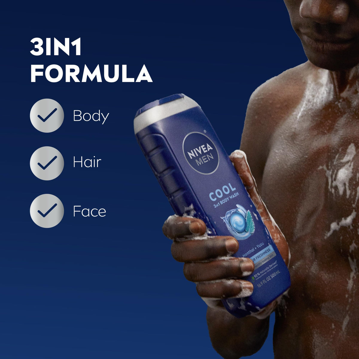 NIVEA MEN close-up foam texture highlighting menthol-yuzu refreshing feel