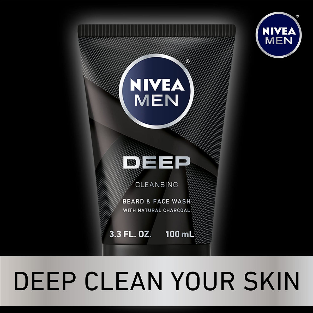 NIVEA MEN tube beside coin to show travel-friendly 3.3 fl oz size