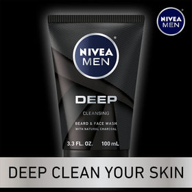 NIVEA MEN tube beside coin to show travel-friendly 3.3 fl oz size