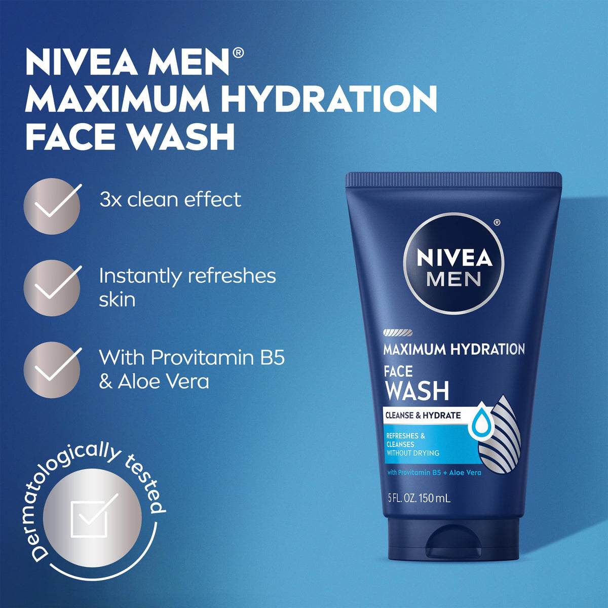 NIVEA MEN tube close-up showing cap and product branding, clear labeling