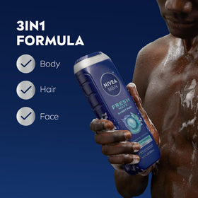 NIVEA MEN back label close-up displaying ingredient and sustainability details
