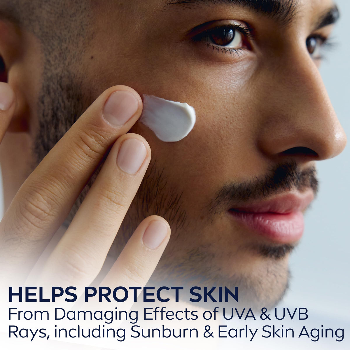 Close-up of NIVEA MEN label highlighting SPF 15, chamomile, and alcohol-free